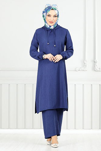 moda selvim طقم كحلي 824OZR1047-M - Thumbnail