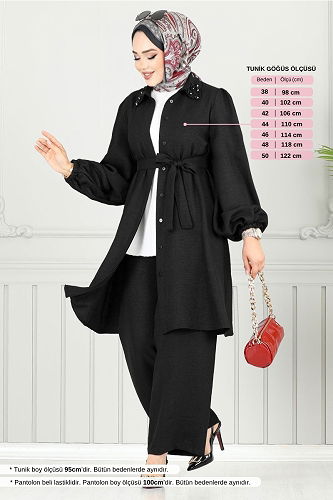 moda selvim طقم أسود 8250SVL982-M - Thumbnail