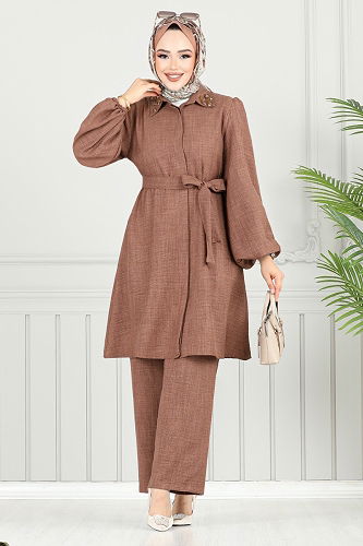 moda selvim طقم بني 8250SVL982-M - Thumbnail