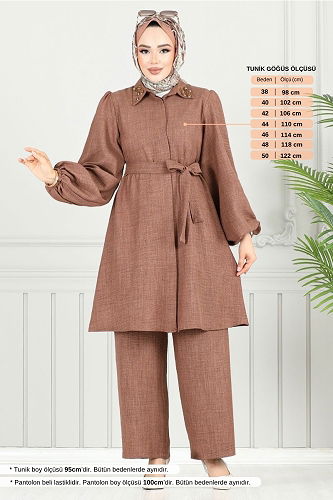 moda selvim طقم بني 8250SVL982-M - Thumbnail