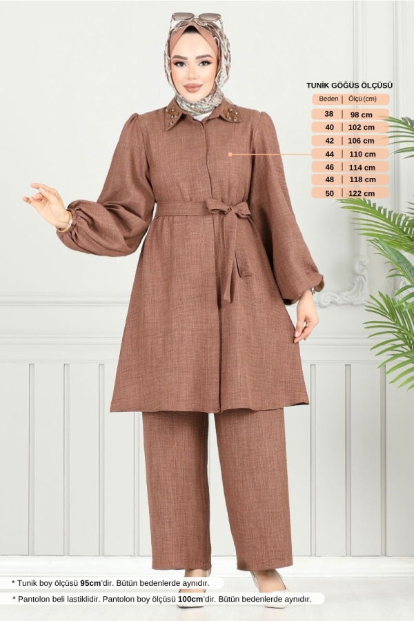 Modaselvim خصم صافٍ20%+20% في سلة التسوق طقم بني 8250SVL982-M