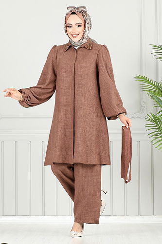 moda selvim طقم بني 8250SVL982-M - Thumbnail