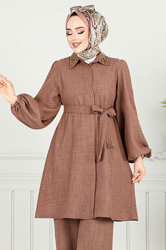 moda selvim طقم بني 8250SVL982-M - Thumbnail