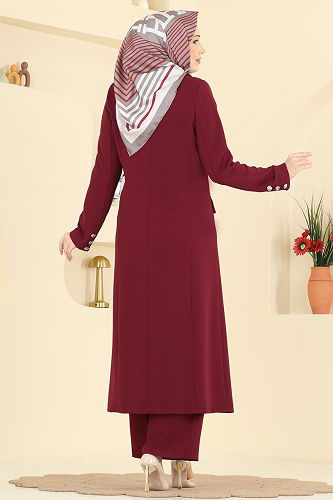 moda selvim طقم خمري 8291AB368 - Thumbnail