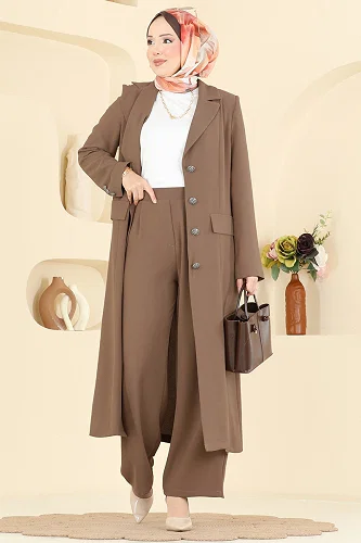 moda selvim طقم بيج 8291AB368 - Thumbnail