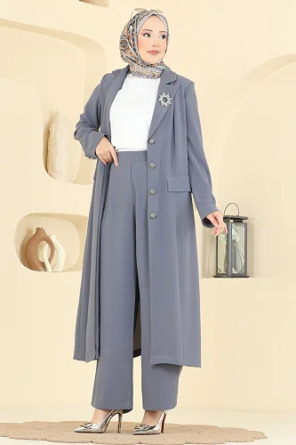 moda selvim طقم رمادي 8291AB368 - Thumbnail