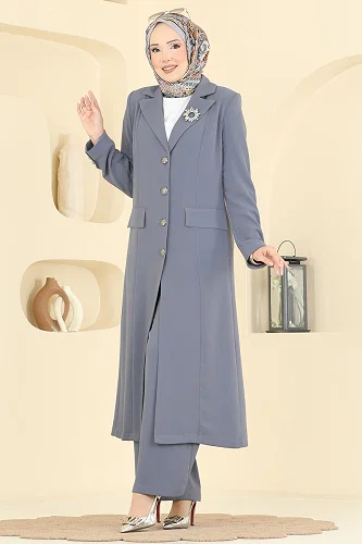 moda selvim طقم رمادي 8291AB368 - Thumbnail