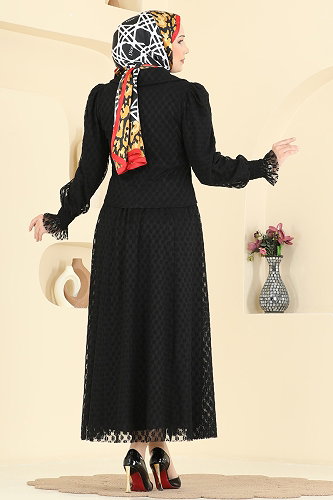 moda selvim طقم أسود 8299AB368 - Thumbnail