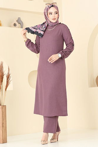 moda selvim طقم وردي غامق 829OZN1046 - Thumbnail