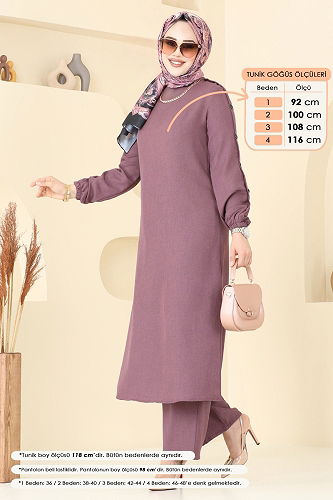 moda selvim طقم وردي غامق 829OZN1046 - Thumbnail