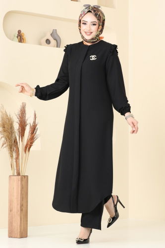 moda selvim طقم أسود 830OZN1046 - Thumbnail