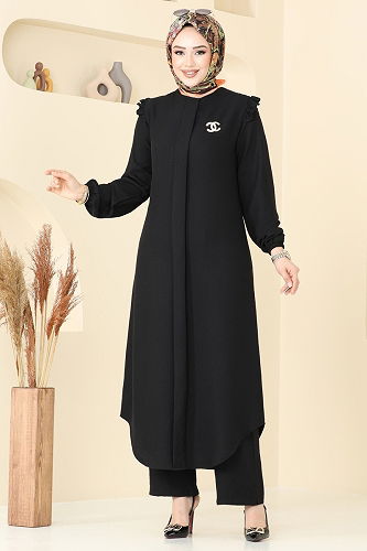 moda selvim طقم أسود 830OZN1046 - Thumbnail