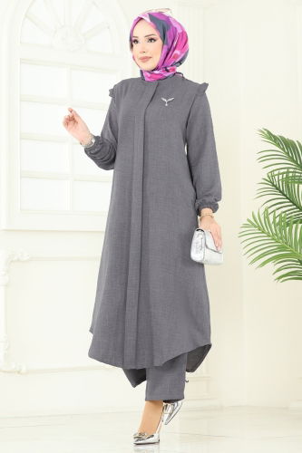 moda selvim طقم رمادي 830OZN1046 - Thumbnail