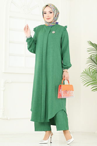 moda selvim طقم أخضر 830OZN1046 - Thumbnail