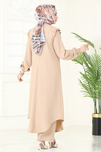 moda selvim طقم بيج فاتح 830OZN1046 - Thumbnail
