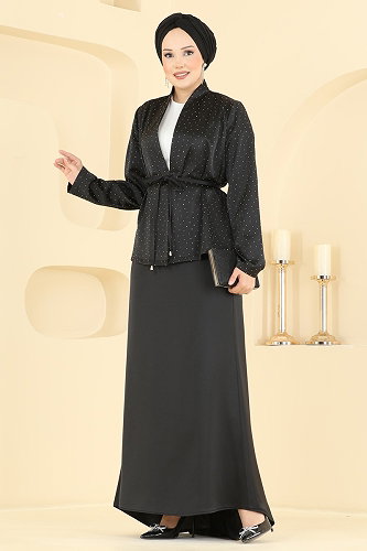 moda selvim طقم أسود 8312AB368 - Thumbnail