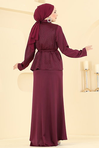 moda selvim طقم خمري 8312AB368 - Thumbnail