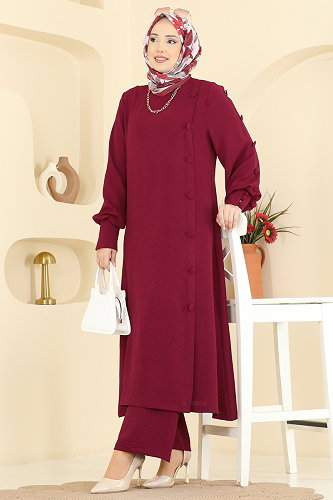 moda selvim Combined 8317AB368 Burgundy - Thumbnail