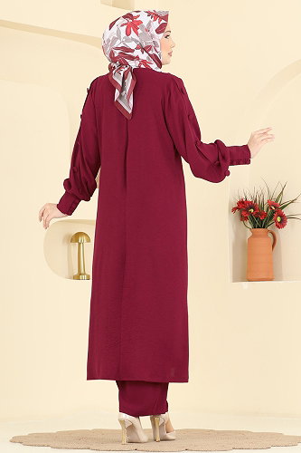 moda selvim طقم خمري 8317AB368 - Thumbnail