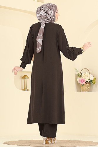 moda selvim طقم بني غامق 8317AB368 - Thumbnail