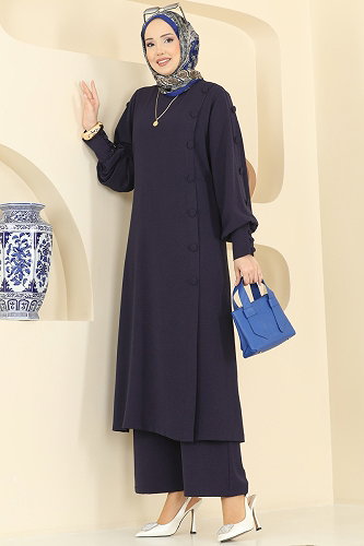 moda selvim طقم كحلي 8317AB368 - Thumbnail