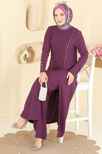 moda selvim طقم وردي غامق 8334AB368 - Thumbnail