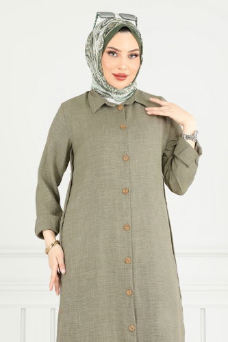 moda selvim طقم أخضر عشبي 833OZN1046 - Thumbnail