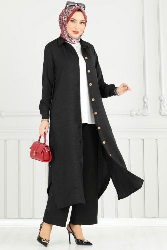 moda selvim طقم أسود 833OZN1046 - Thumbnail