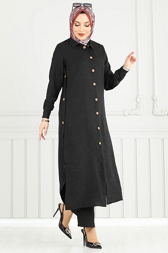 moda selvim طقم أسود 833OZN1046 - Thumbnail