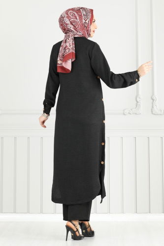 moda selvim طقم أسود 833OZN1046 - Thumbnail