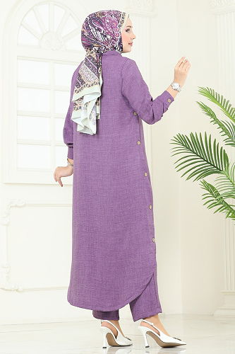 moda selvim طقم ليلكي غامق 833OZN1046 - Thumbnail