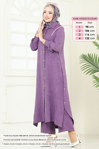 moda selvim طقم ليلكي غامق 833OZN1046 - Thumbnail