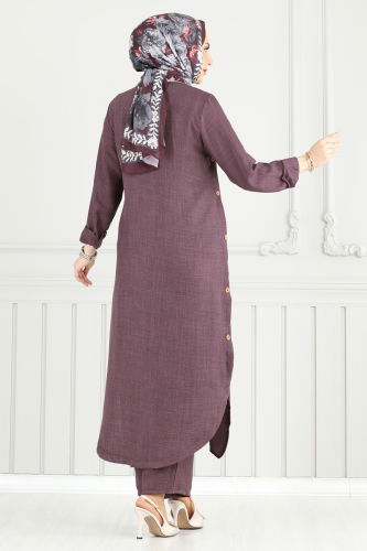 moda selvim طقم وردي غامق 833OZN1046 - Thumbnail