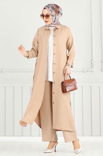 moda selvim طقم بيج 833OZN1046 - Thumbnail