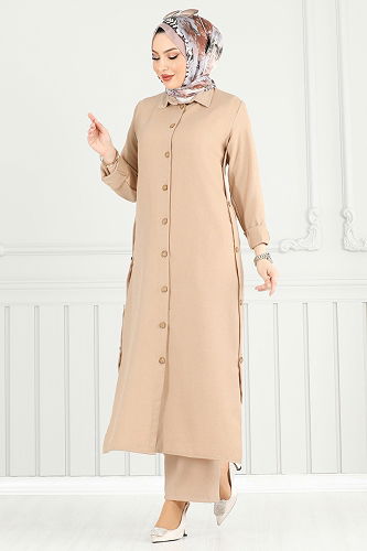 moda selvim طقم بيج 833OZN1046 - Thumbnail