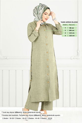 moda selvim طقم أخضر عشبي 833OZR1047-M - Thumbnail