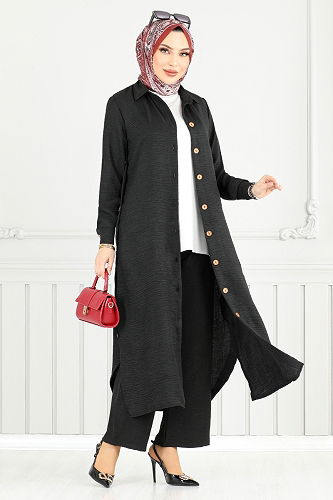 moda selvim طقم أسود 833OZR1047-M - Thumbnail