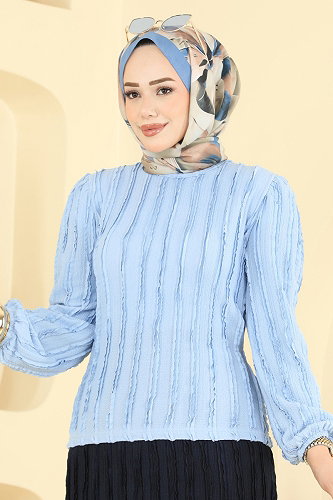 moda selvim طقم أزرق فاتح &كحلي 836PM271 - Thumbnail