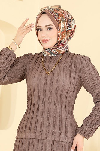 moda selvim طقم بيج غامق 836PM271 - Thumbnail