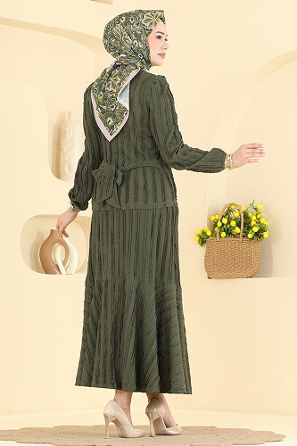 moda selvim طقم اخضر عفني 836PM271 - Thumbnail