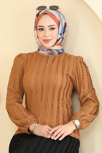 moda selvim طقم عسلي واسود 836PM271 - Thumbnail