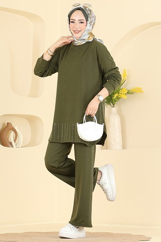 moda selvim طقم اخضر عفني 837PM271 - Thumbnail
