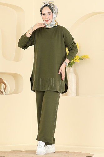 moda selvim طقم اخضر عفني 837PM271 - Thumbnail