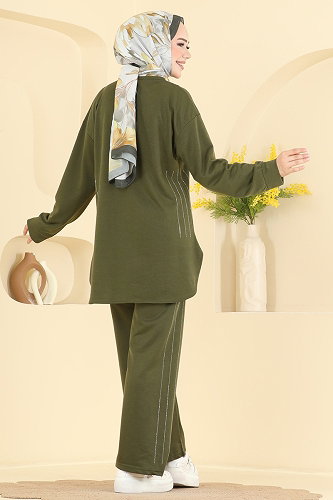 moda selvim طقم اخضر عفني 837PM271 - Thumbnail