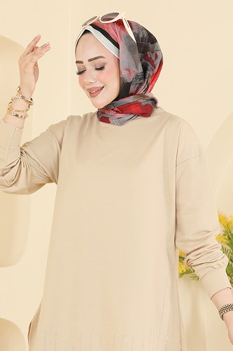 moda selvim طقم بيج 837PM271 - Thumbnail