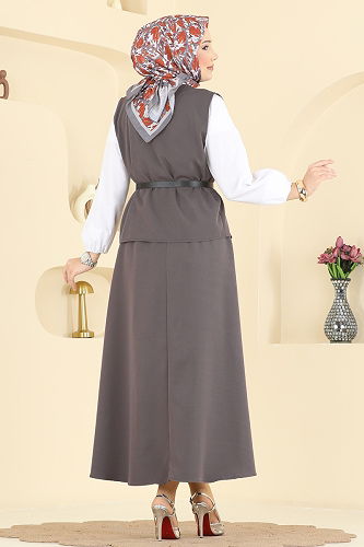 moda selvim طقم رمادي غامق 840MP806 - Thumbnail