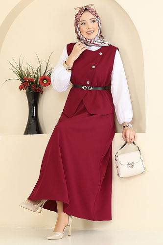 moda selvim طقم خمري 840MP806 - Thumbnail