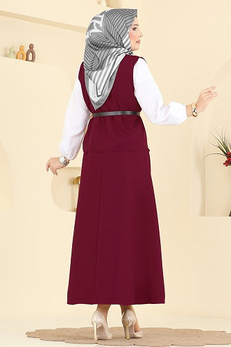 moda selvim طقم خمري غامق 840MP806 - Thumbnail