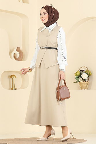 moda selvim طقم بيج 840MP806 - Thumbnail