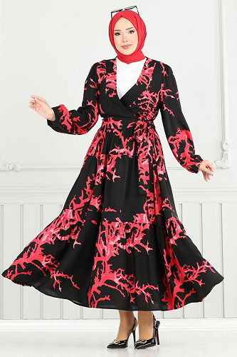 moda selvim Combined 843OZN1046 Red & Black - Thumbnail